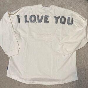 NWT Disney Star Wars White Sparkle Spirit Jersey Princess Leia “I Love You" SZXL
